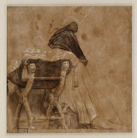 A 059 verso
<br/>
Paus Julius II, in gebed geknield
<br/>
<em>Raffaello Sanzio (1483-1520) - kopie naar (?)</em>